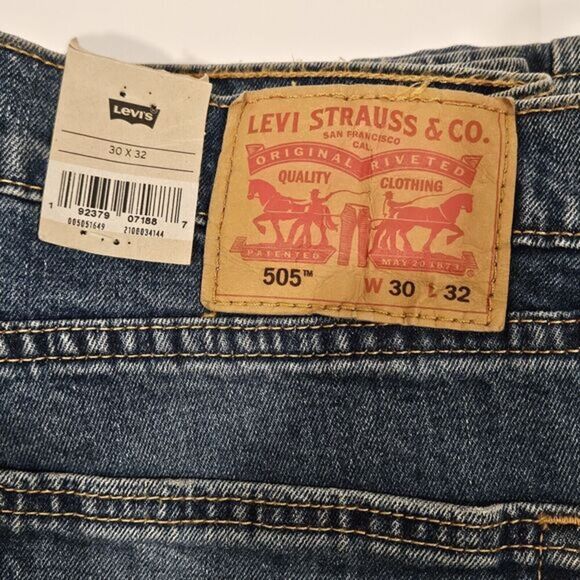 Levi's 505 Regular/ Size 30X32 Stretch/Straight Leg/ Blue/ New - Picture 2 of 7